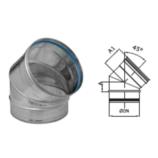 CODO inox-316 S/P Ø 80-45º c/junta PELLETS DINAK